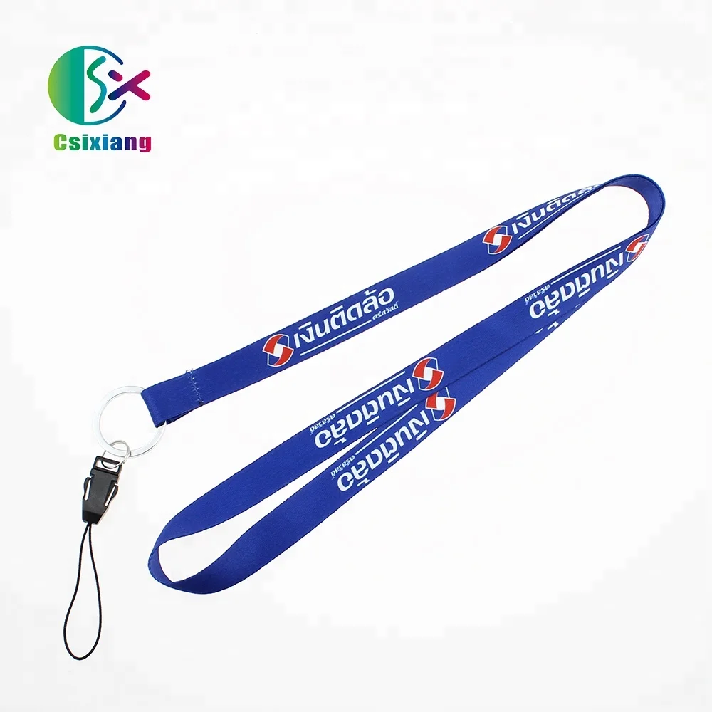Full Color Transfer Print Smooth Polyester Lanyard With oval hook in Matt Black color