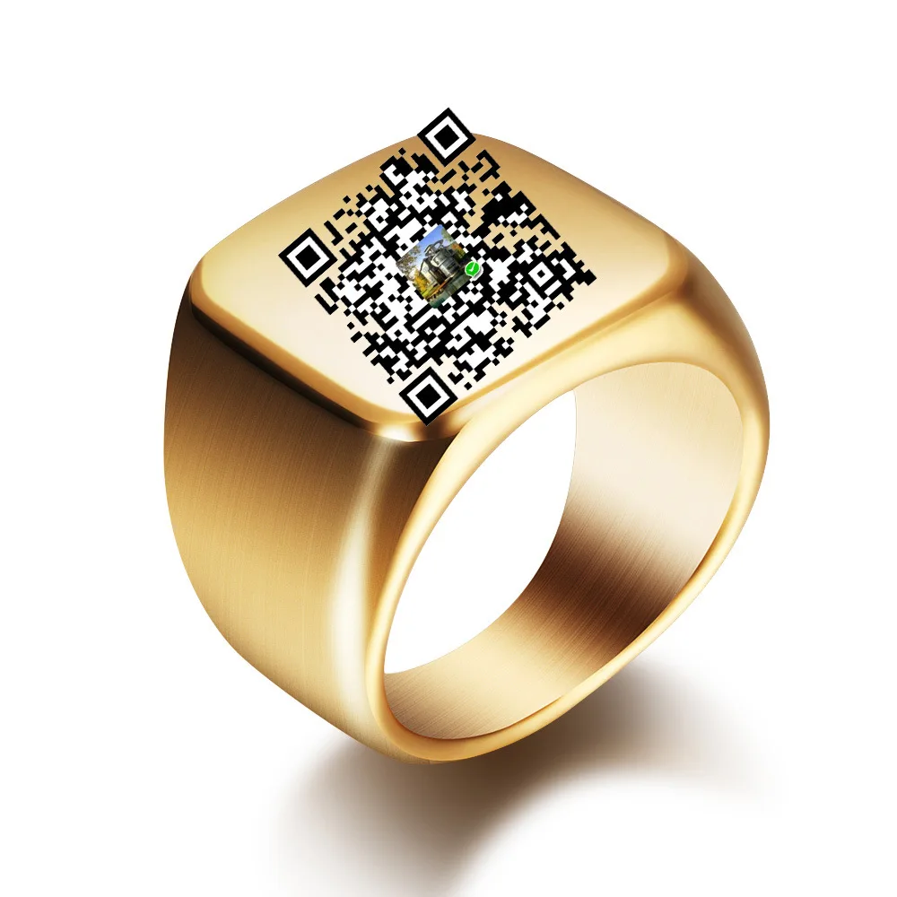 Кольцо из нержавеющей стали с QR-кодом на заказ модное мужское кольцо