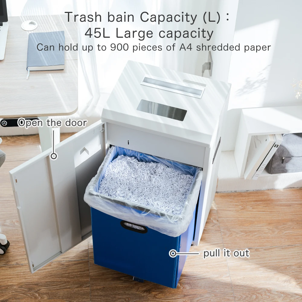 Factory Wholesale Heavy 45L Large Capacity Manual Paper Shredder Security Level 5 Shreds CD Card at 5mm/SEC Plastic Material