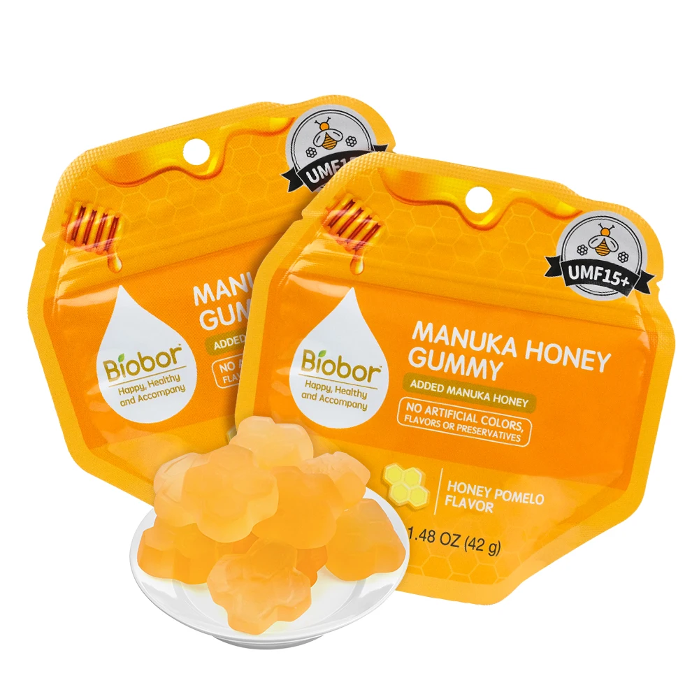 Biobor Happy Healthy Accompany Honey Pomelo Flavored No Artificial Colors Natural Flavors Manuka Gummy Without Preservatives
