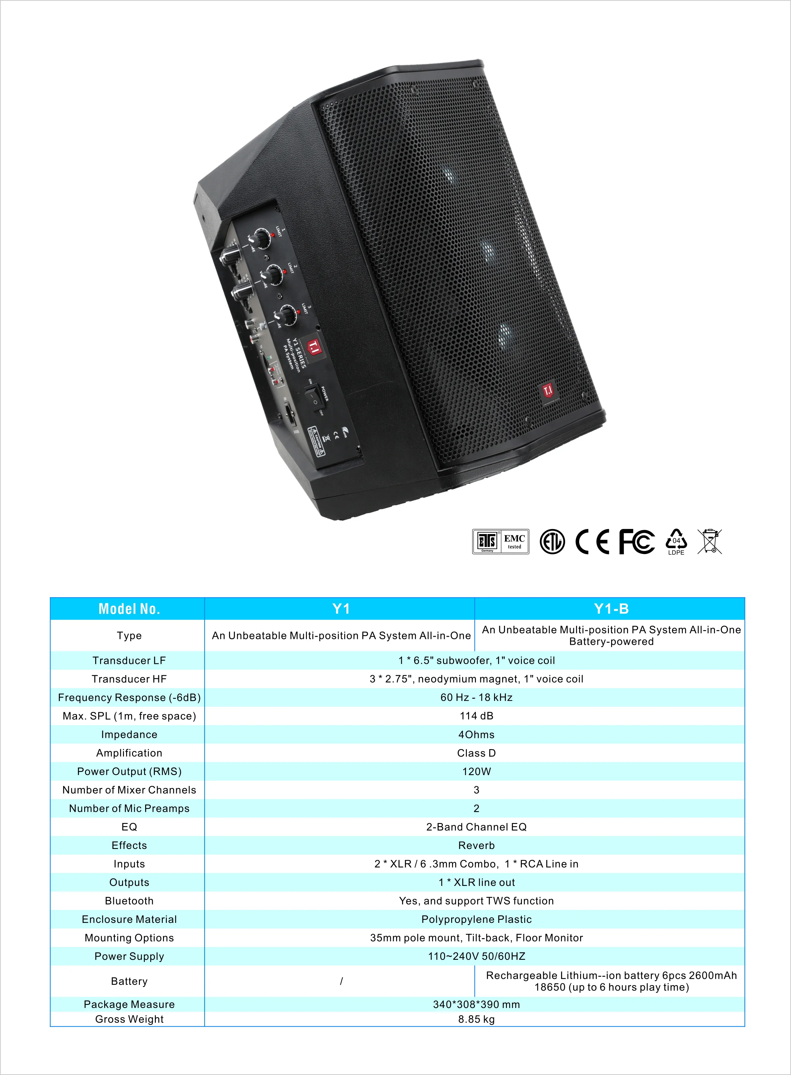 Portable Mini Wireless Bluetooth Speaker 6.5 inch active Usb Stereo Sound Music Box Speakers