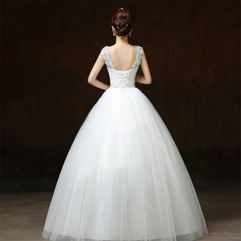 
2021 fashion vestidos de novia illusion neck elegant simple puffy bridal dress wedding gown 