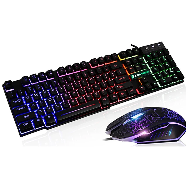 Wired Gaming Keyboard Mouse Set Mechanical Feeling Russian+English Backlit RGB Keyboard and Mouse for Gamer PC Laptop