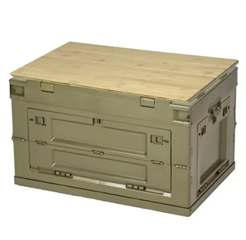 Folding Storage Box Wooden Cover Thickened Outdoor  Multifunctional Camping Car Storage Box