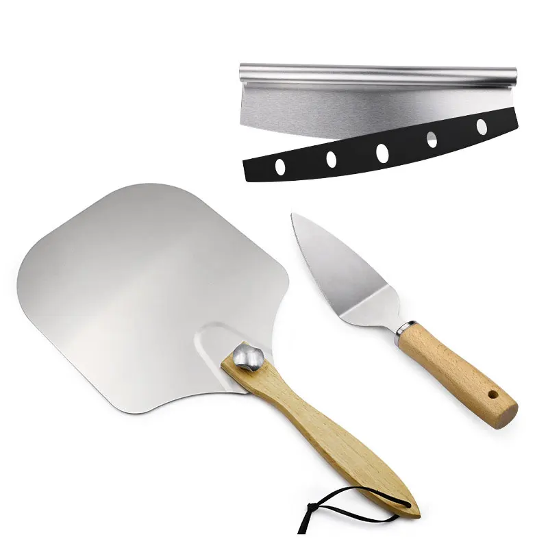 Household pizza Baking tools set Foldable Handle Pizza Shovel Aluminum Alloy Metal Non Stick Pizza Peel Paddle Cutter