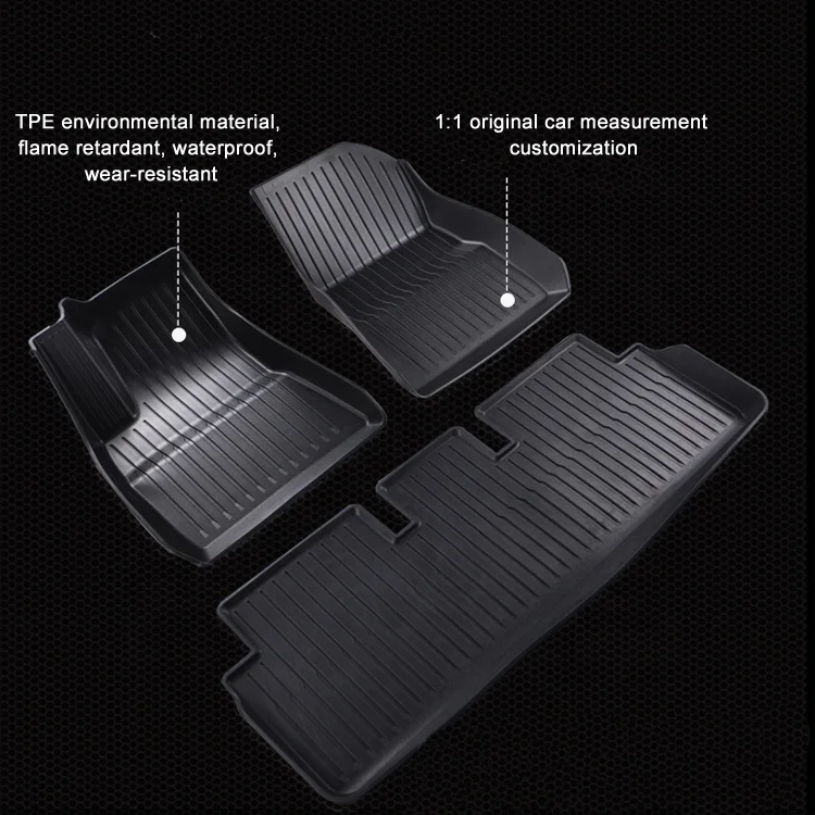 Creease 2022 любых погодных левый и правый дальнего света Водонепроницаемый 3 шт ТМК анти-скольжения 3D коврики для Тесла 3/Y автомобильные коврики
