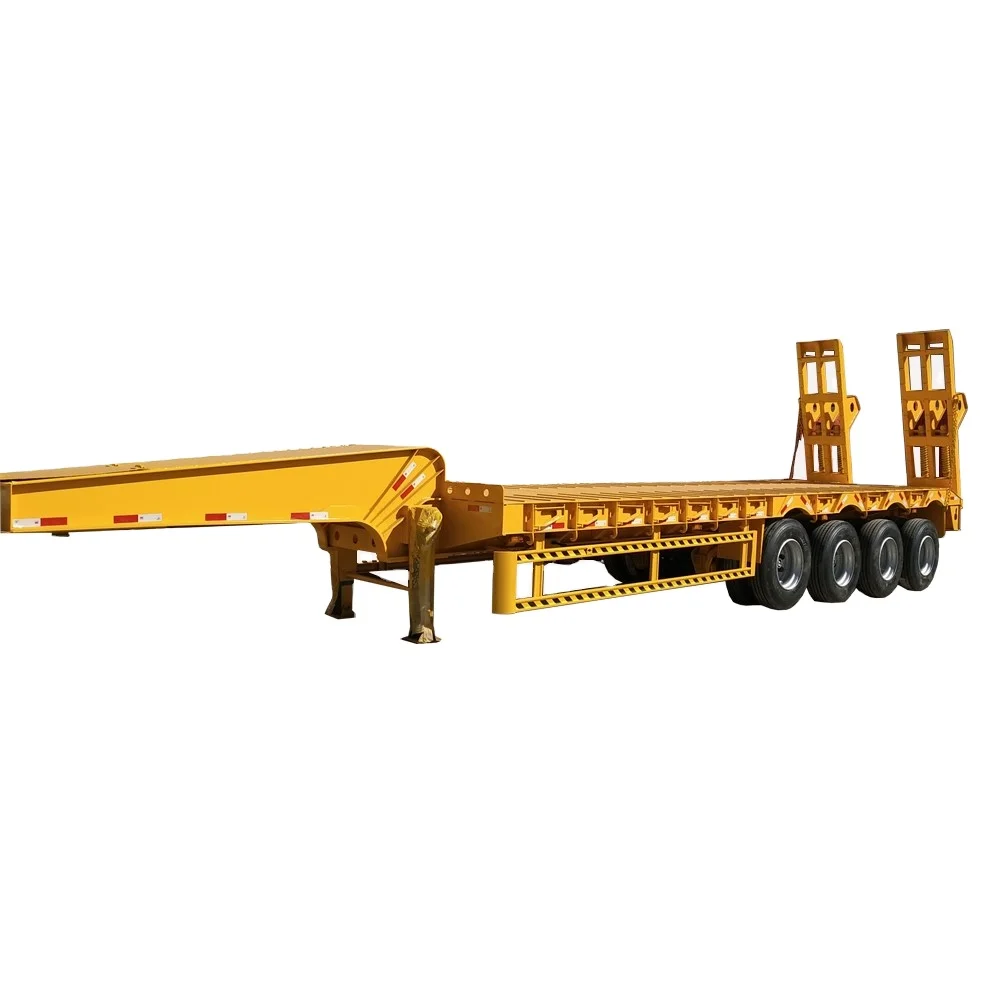 Hot Sale 3 Axle 4 Axle low loader trailer carrying crane excavator lowbed semi trailer Trailer with Mech ladder for sale
