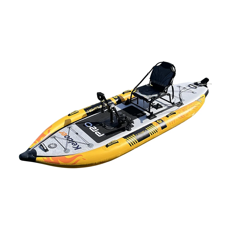 New Design Adult Fishing Surfing Canoe Rowing Boat Inflatable Pedal Kayak With Fin Drive
