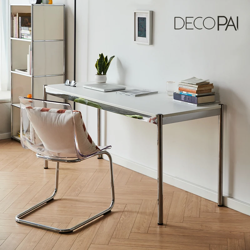 swiss designer stainless steel desk living room large long desk studio modern minimalist long table nordic home