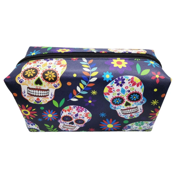 Customized logo pu leather coin purse souvenir woman skull mexican coin bag