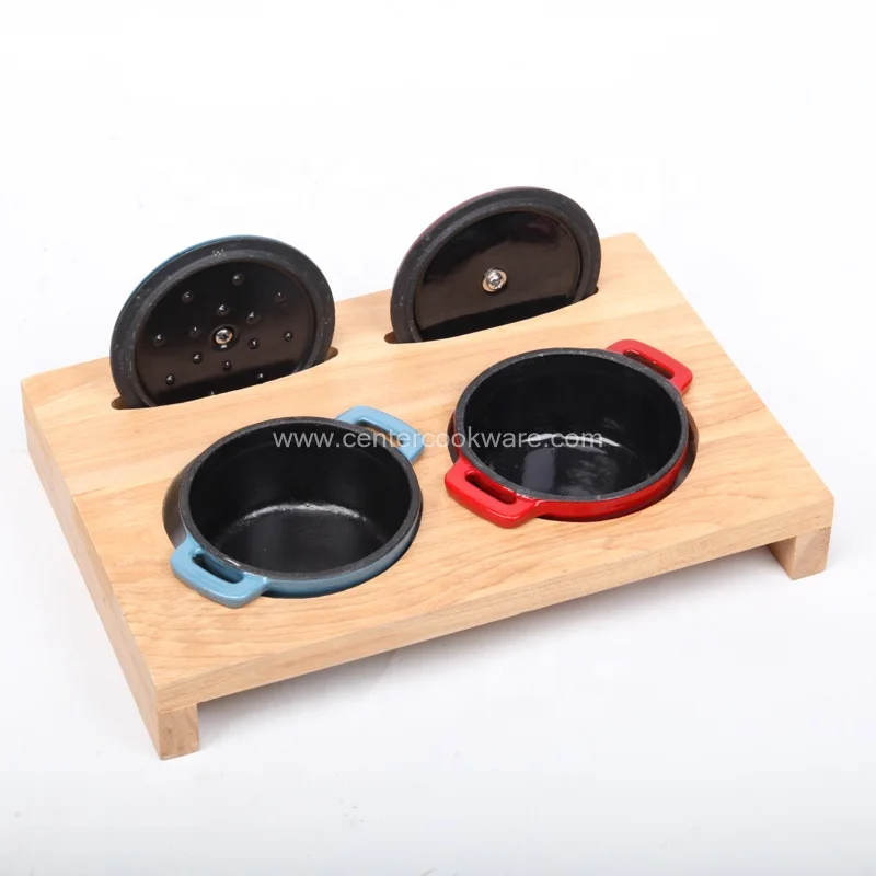 Customize design utensils kitchenware Round Heavy Double Ear Cooking Dish stew cocotte Casserole Enameled Cast Iron Mini Pot