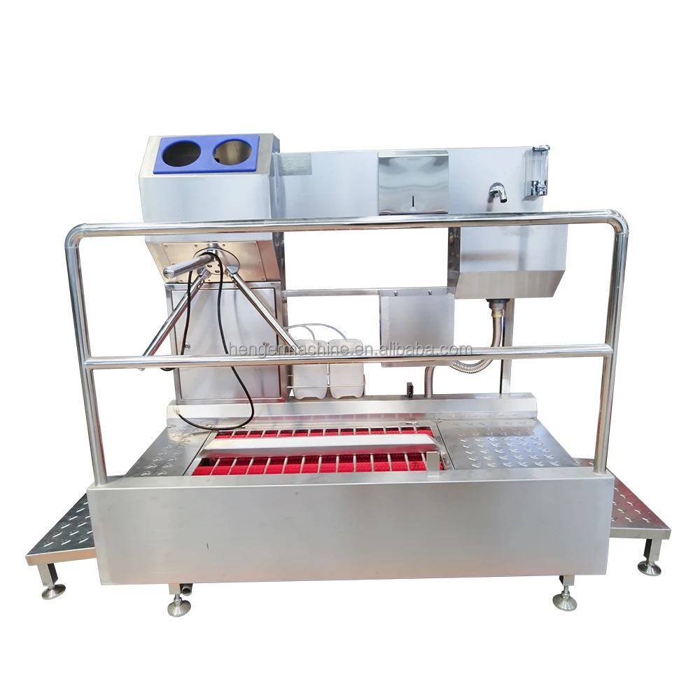 Industrial boots washer station automatic hygiene station with disinfection of hands and soles with hygiene barrier turnstiles