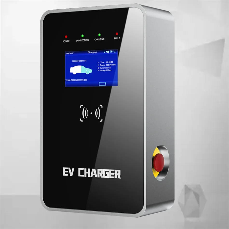 luxman 22kw growatt 3-phase ev charger wallbox portable round with type 2 cable kerb detas