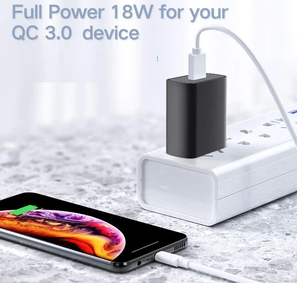 
US Plug QC 3.0 AC Fast Charge One Port QC3.0 USB Travel Wall Charger Adaptor 
