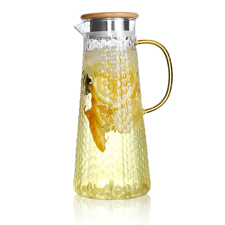 AIHPO3 Hot New 2023 Wholesale Borosilicate  Tall Glass Pitcher Ice Tes Carafe Cold Water Jug with Lid for Hot Cold Beverages