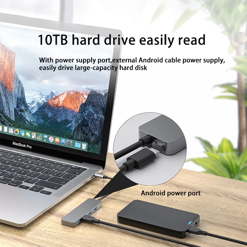 Type C HUB 3 Port USB-C to USB 2.0 Splitter Converter OTG Adapter Cable