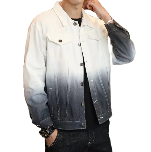 
2021 Man Denim Jacket Gradient Color high quality manufacturers wholesale Korean Style man Trendy Casual boy jacket fashion 