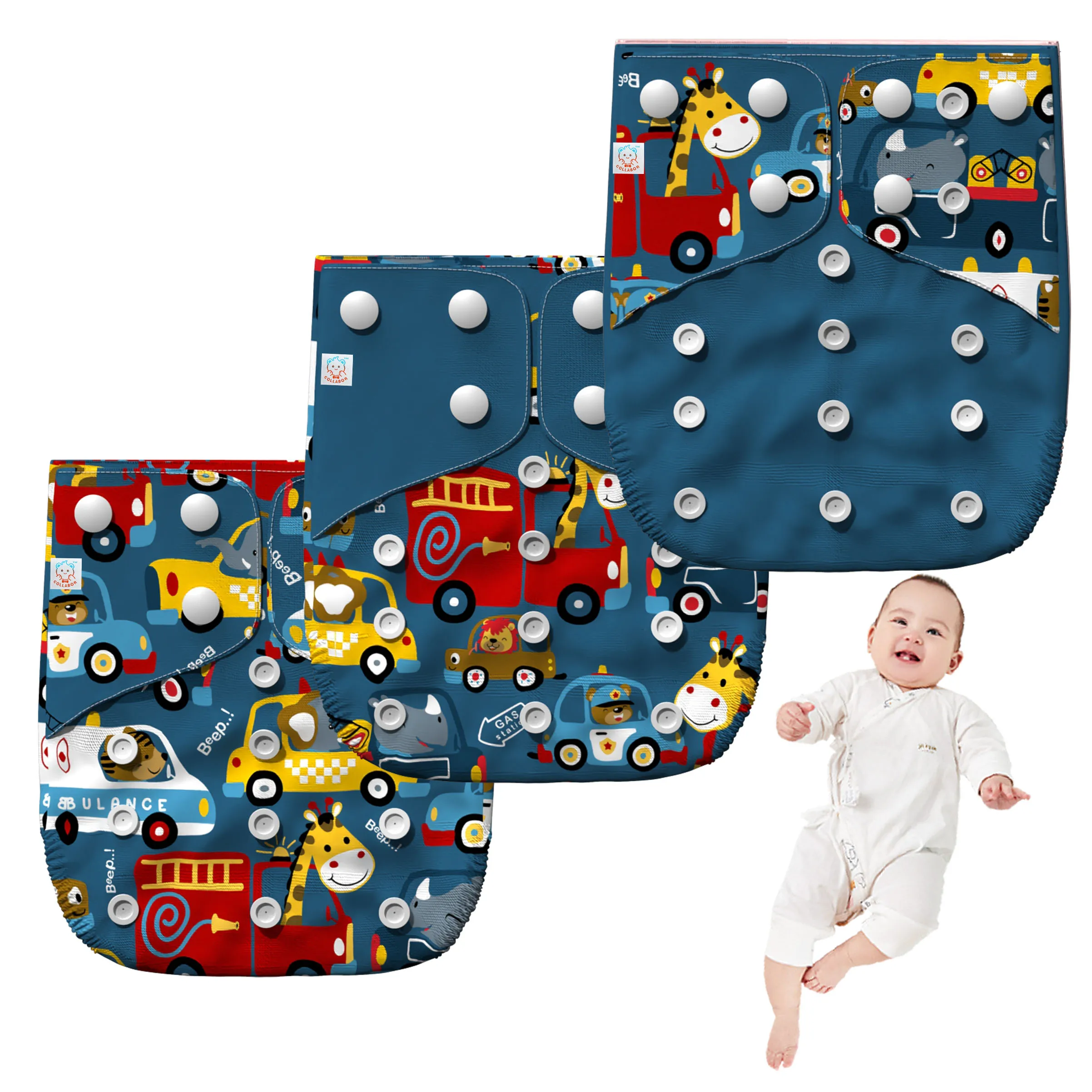 COLLABOR 3PCS/SET Reusable Ecological Cool Baby Diapers OEM Wholesale Baby Diapers Size 3 Washable