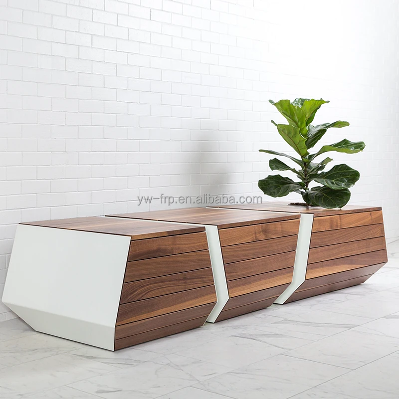 Slice Wood Waiting Bench Chair Fiberglass Shopping Mall Benches Hotel Street Use