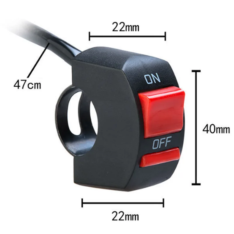Светодиодный переключатель фар для электрического мотоцикла, 2 провода ВКЛ./ВЫКЛ., 12 В, переключатель фар на руль мотоцикла