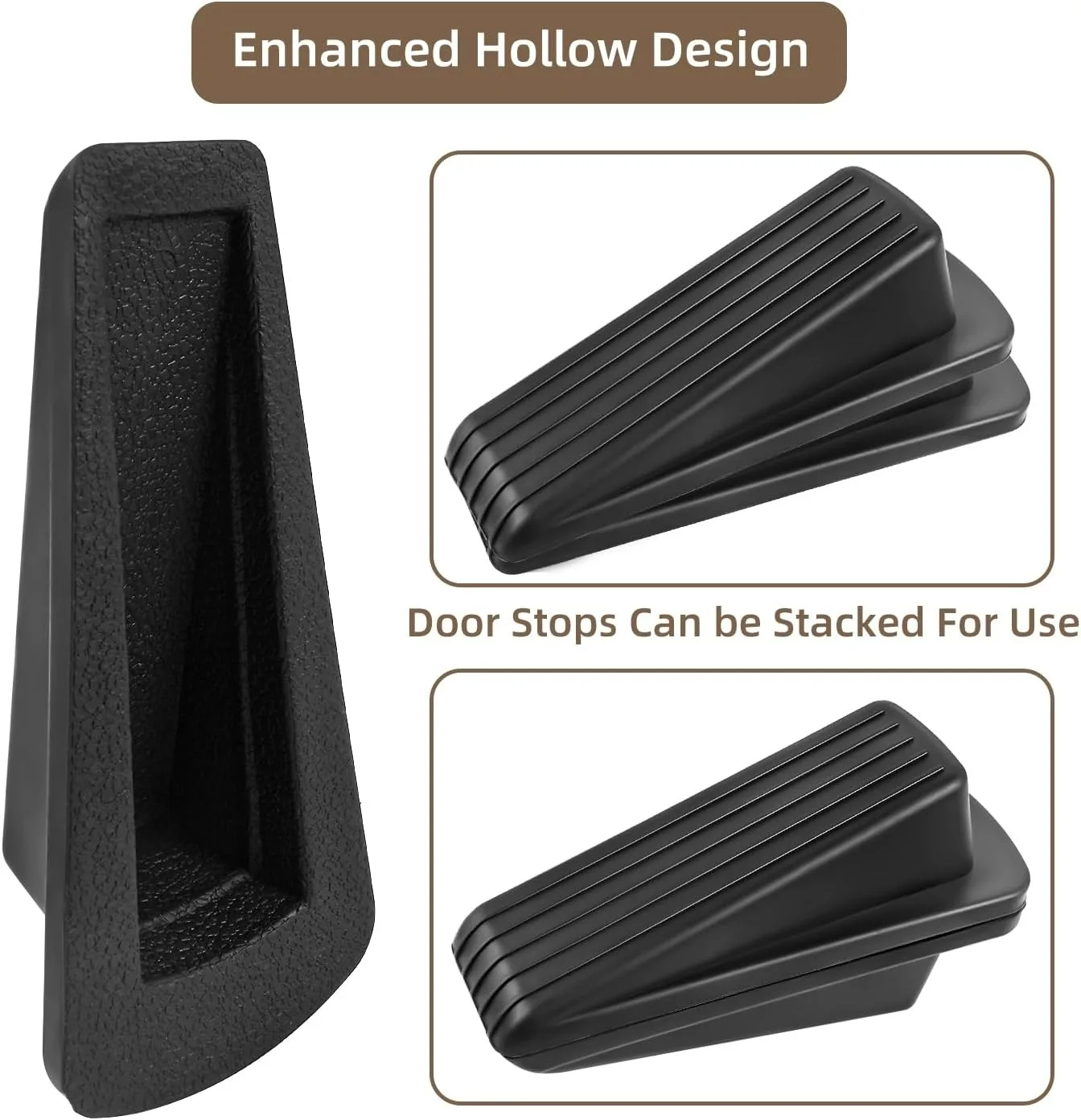 Premium Rubber Door Stoppers for Bottom of Door on Floor Wedge  Sturdy Stackable  Stops for Heavy Duty Door
