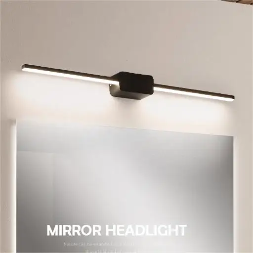 Black long bedroom bedside wall light easy to install white bathroom mirror LED wall lamp for For mirrors front