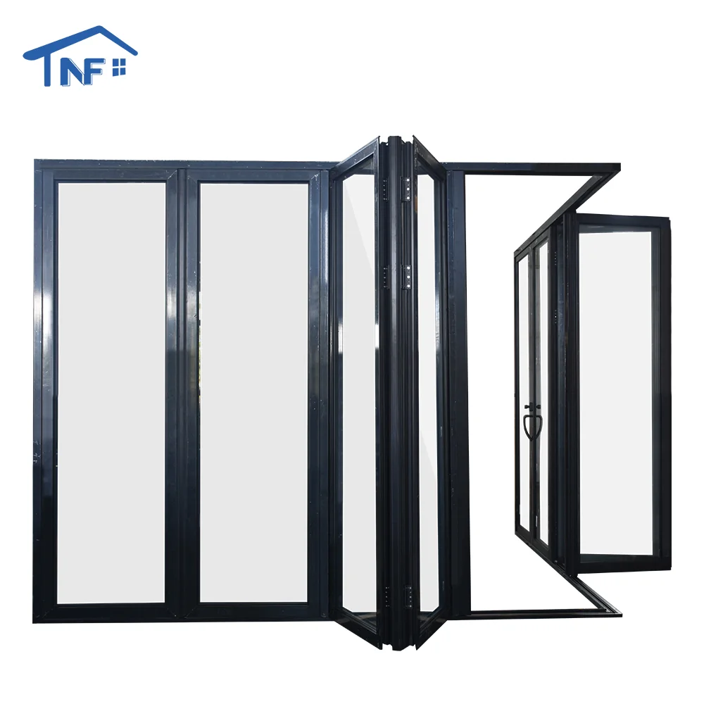 AS2047 Standard Residential Entry Doors Stacker Sliding Doors Double Glazed Horizontal Aluminium Accordion Doors Aluminium Alloy