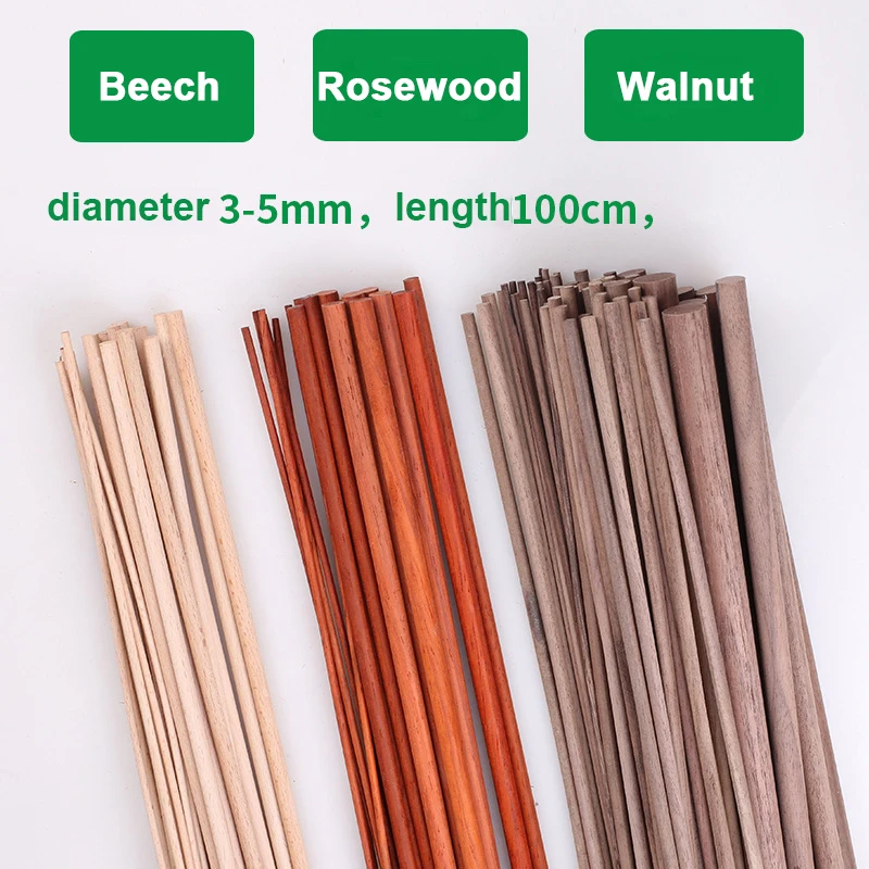 Custom Natural Wooden Sticks Handle Round Unfinished Red Wood Purple Fishing Rod Dowel Pins Bamboo Black Walnut Stick Craft