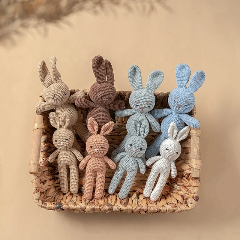 Wholesale custom handmade Crochet Amigurumi  Easter Kids Baby Toys Newborn Infants knit Bunny Rabbit Stuffed Baby Toys