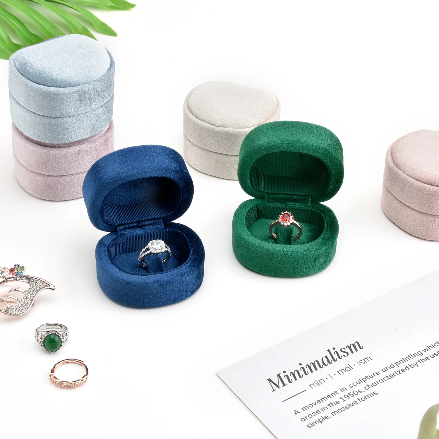 D - shaped velvet ring box single ring luxury ring box jewelry customization wholesale Spot fashion velvet jewelry box