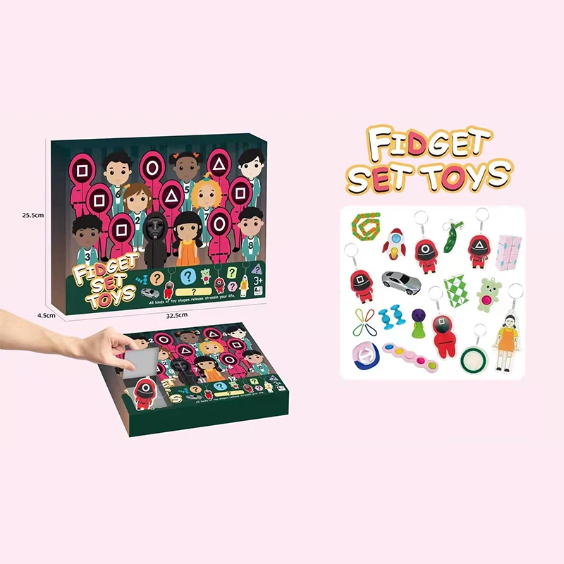 Cross-border squid game decompression blind boxed set SquidGame deratization pioneer pendant bubble decompression toys