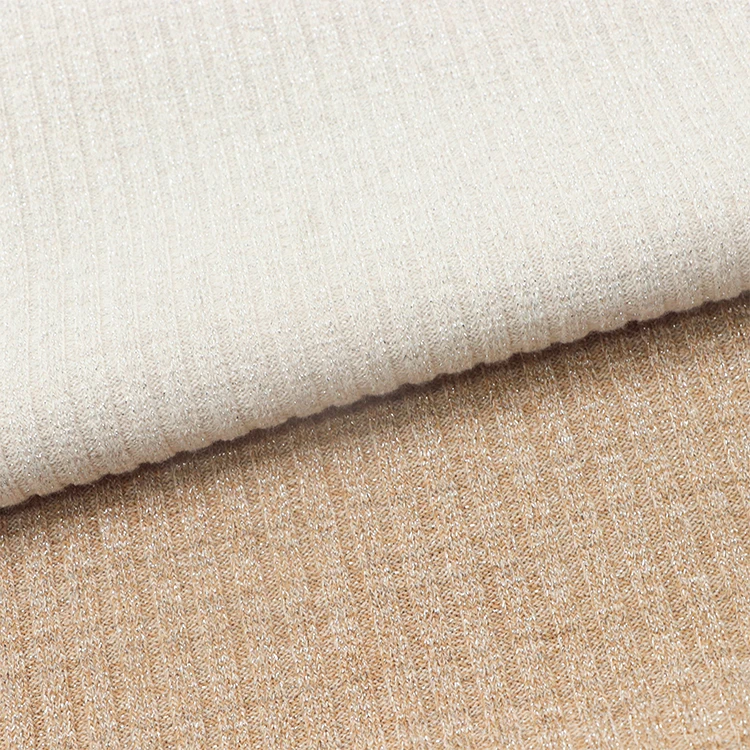 Rayon polyester nylon metallic knitted sweater hoodies fabric stretch viscose jacquard imitation rib cashmere fabrics