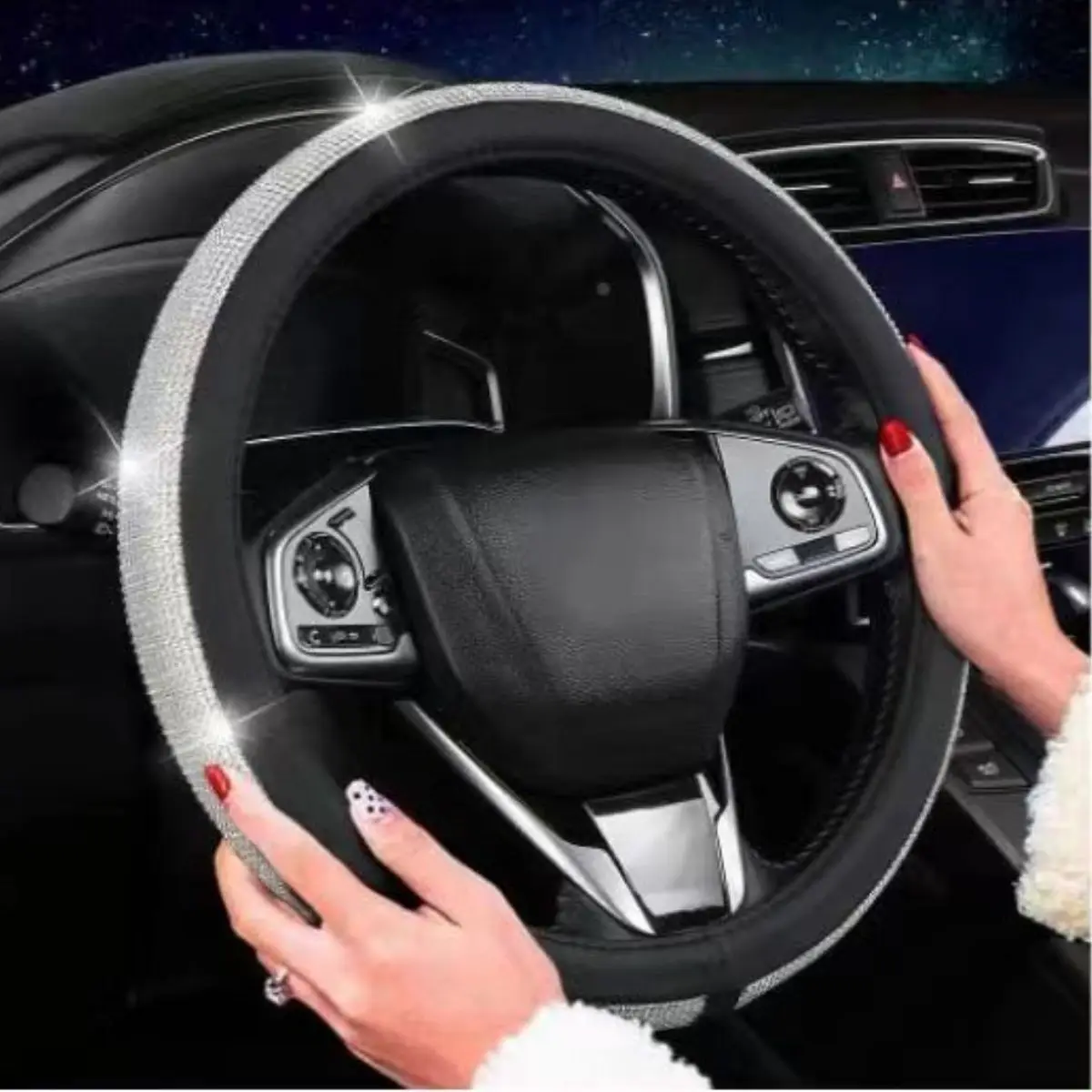 Шикарный Блестящий чехол на руль, кожаные автомобильные аксессуары, Женский чехол на руль