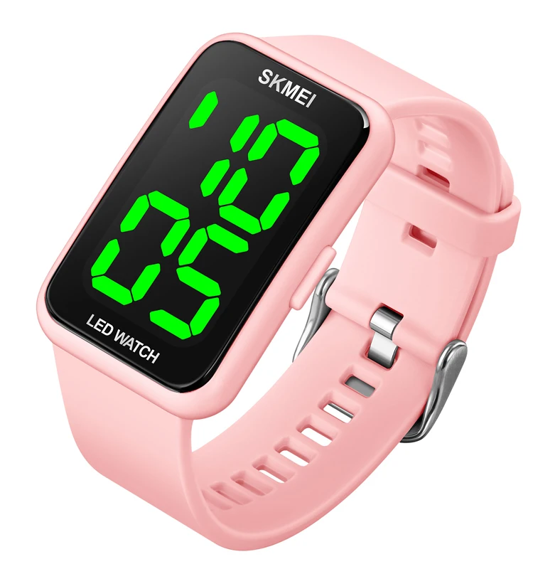 SKMEI 1873 LED Wrist Watches PU Band LED Light 5ATM Waterproof Fashion Watches