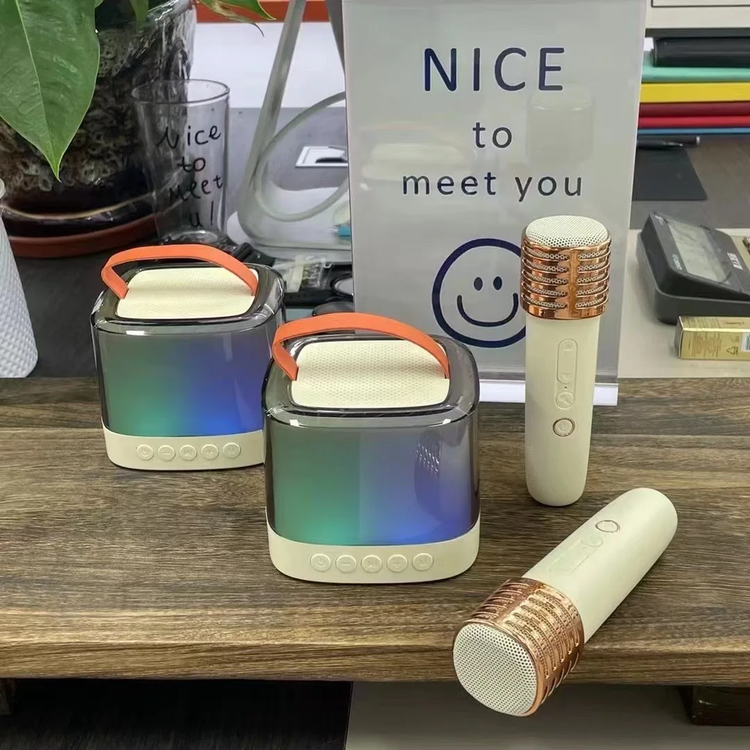 T7 Mini Portable Machine Kids Music Player With Wireless Mic Microphone Professional Blue tooth Speaker Karaoke For Home