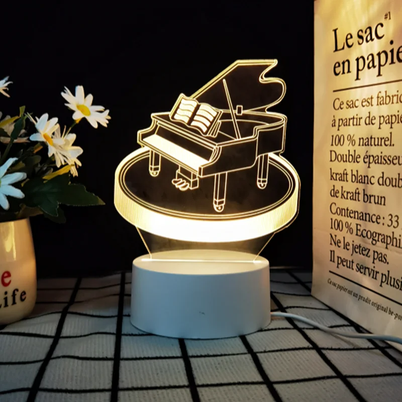Акриловая 3d светодиодная ночная лампа с usb-подсветкой креативная Трехцветная и монохромная теплая украшение для комнаты
