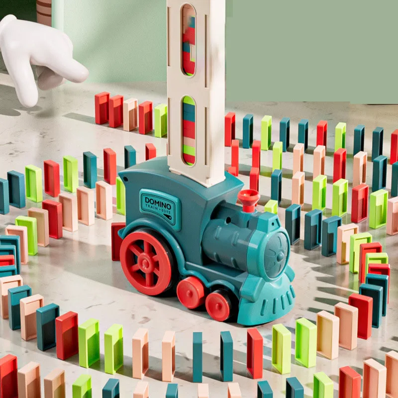 Domino Blocks Battery Operated Light And Music Plastic Electric Lighting Music Blocks Kids Domino Train Toy Set