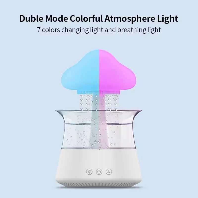 HY hot selling rechargeable mushroom humidifier fogger mushroom diffuser raindrop cloud rain mushroom air humidifier