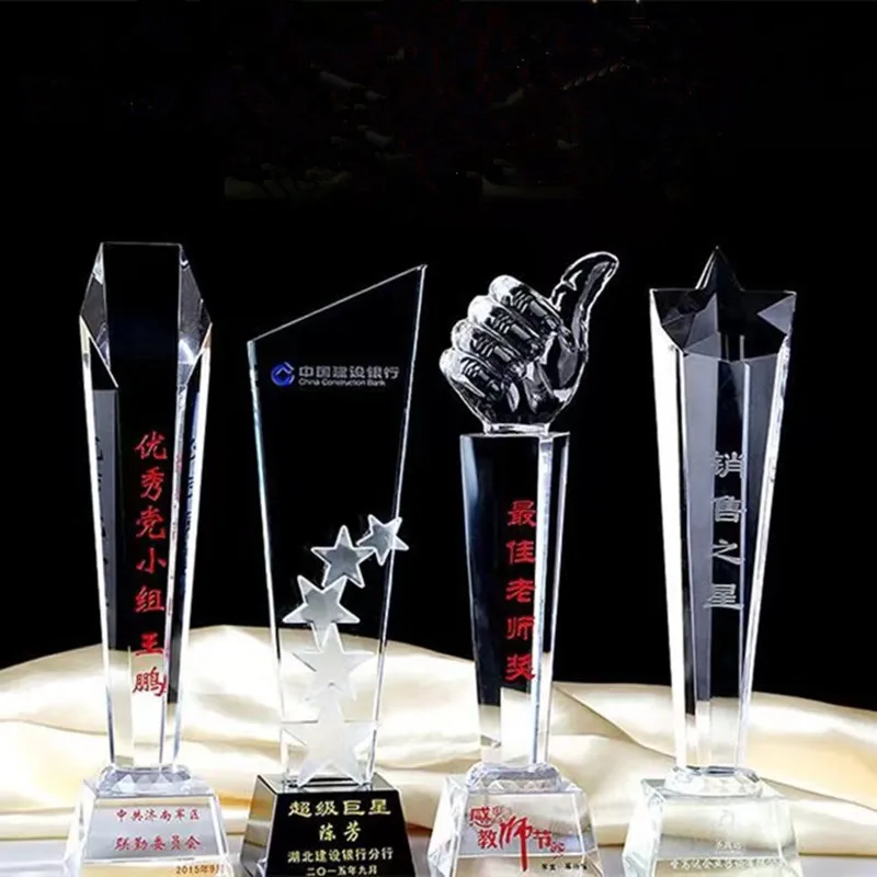 High Grade Cheap Custom shape Blank K9 Glass Trophy Crystal Award Crystal Glass Awards Trophies