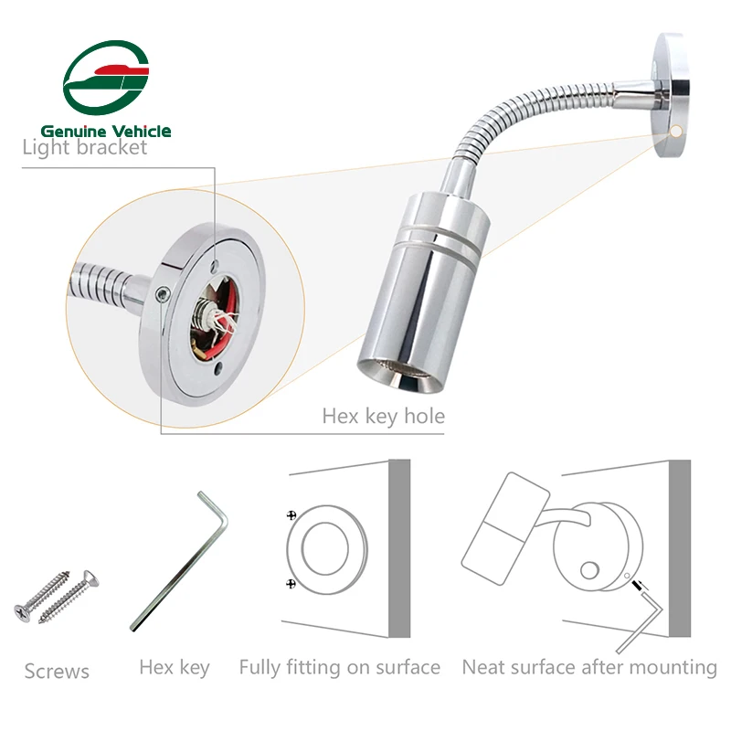 Genuine Vehicle RV Boat Interior Lighting systems 3W LED Dimmer Touch Switch Reading Light With USB Socket For Caravan Motorhome