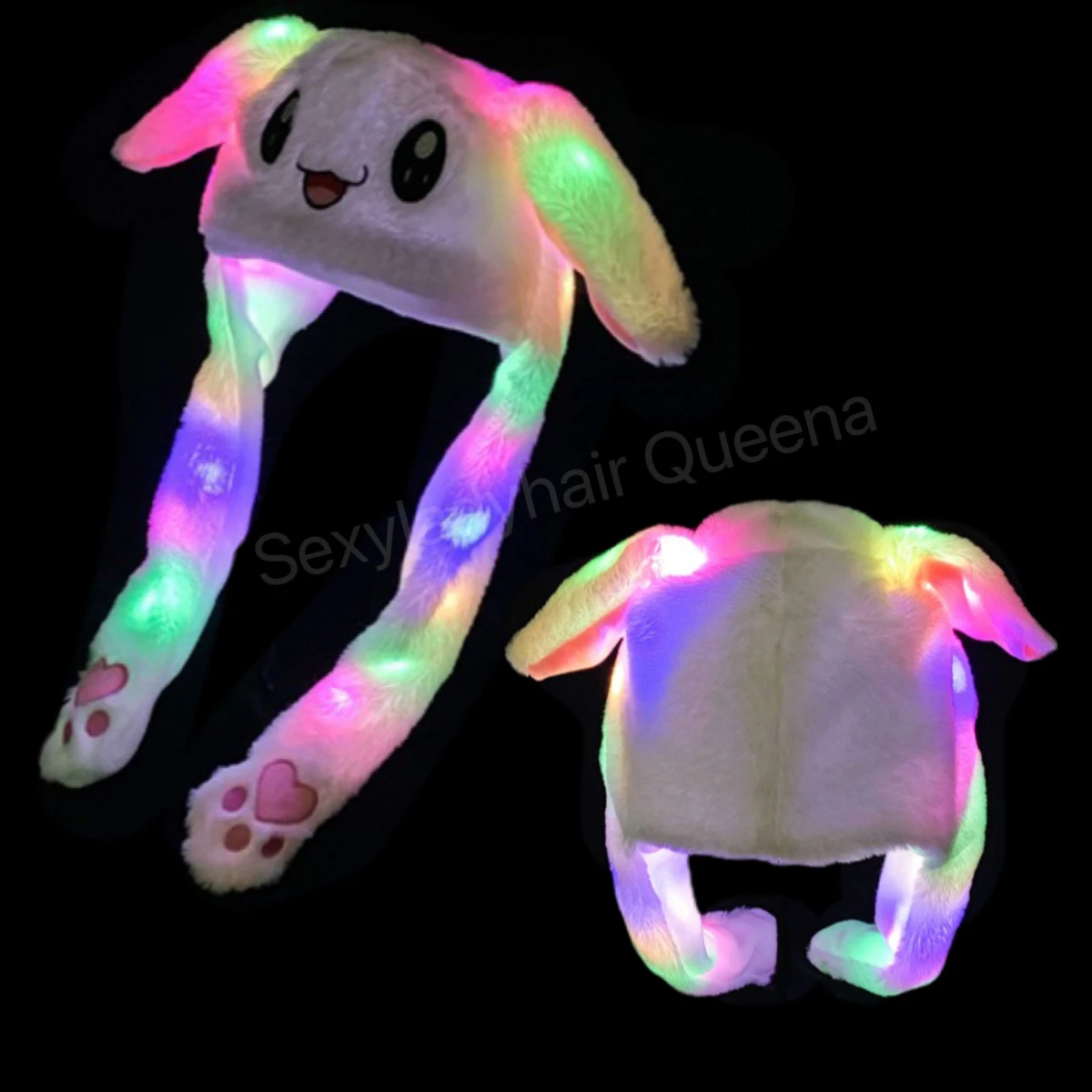 Cute Animal Plush Bunny Hat Children Airbag Moving Ears LED Light Up Stuffed Cosplay Party Fancy Dress Winter Hats