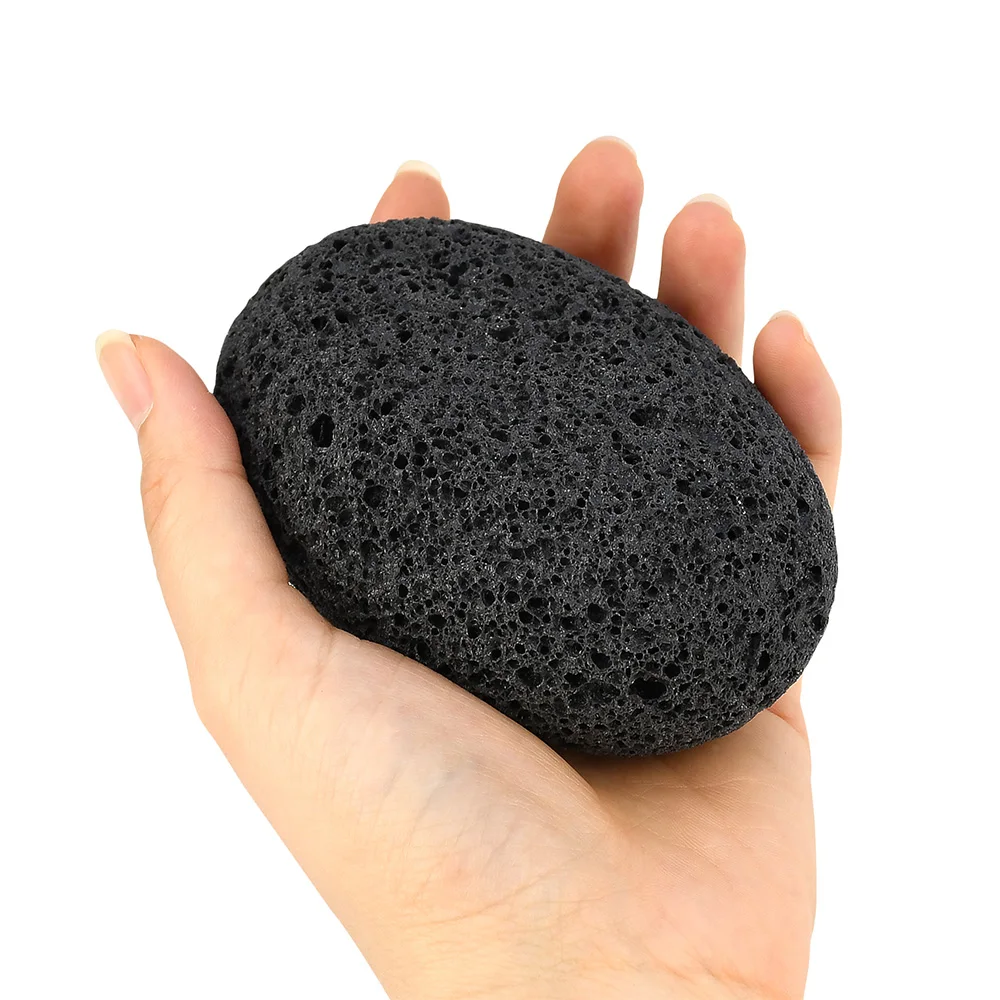 Black New Material Light Weight Lava Pumice Stone With Rope Volcano Stone For Callus Remover Wholesale