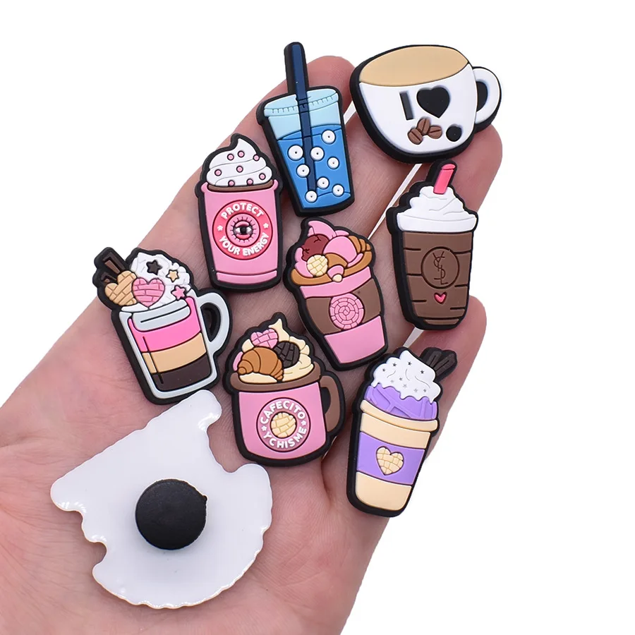 2023 Croc charms concha cafecito mexico food bread croc charm mickey ears concha charms for wholesale kids croc ch