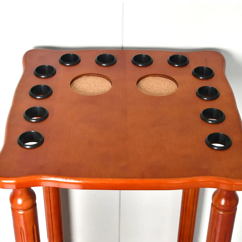 Square Shape 12-hole Standing Billiard Cue Rack Rotating Solid Wood Billiard Stick Pool Cue Rack TP-BA4003