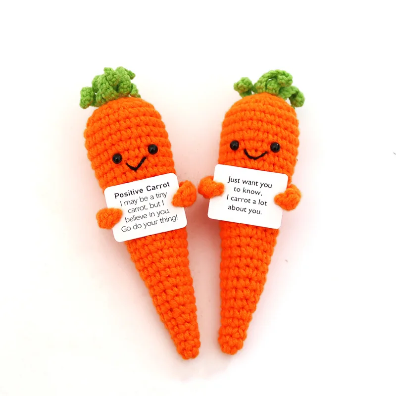 Handmade Emotional Support Funny spoof Crochet Dolls Pickled Cucumber Potato with Positive Card Crochet Clasp Gifts