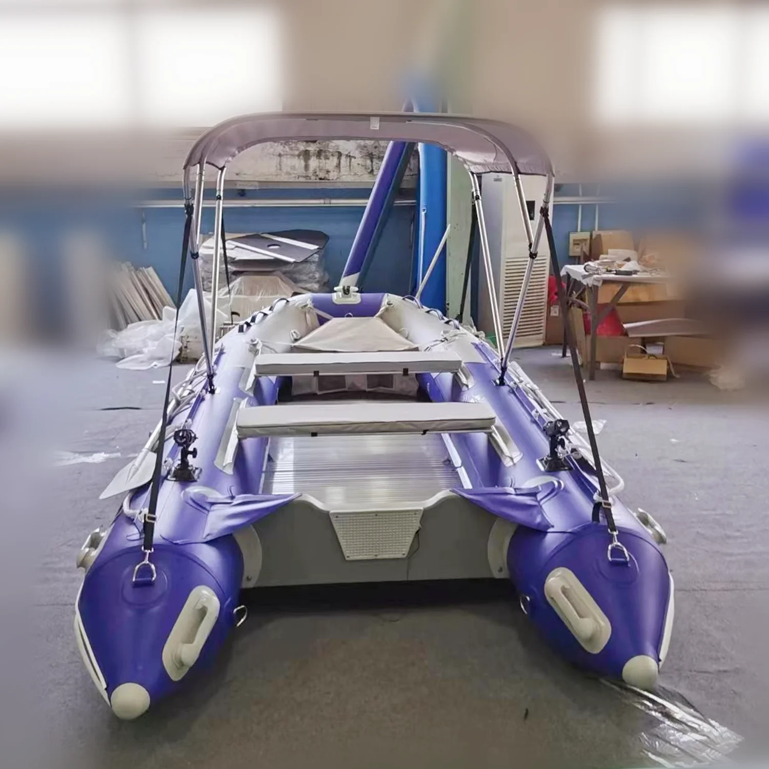 New Blue Heavy-duty Foldable 13.7 ft Inflatable Boats Fishing Raft Power Boat Zodiac Dinghy Tender Boat