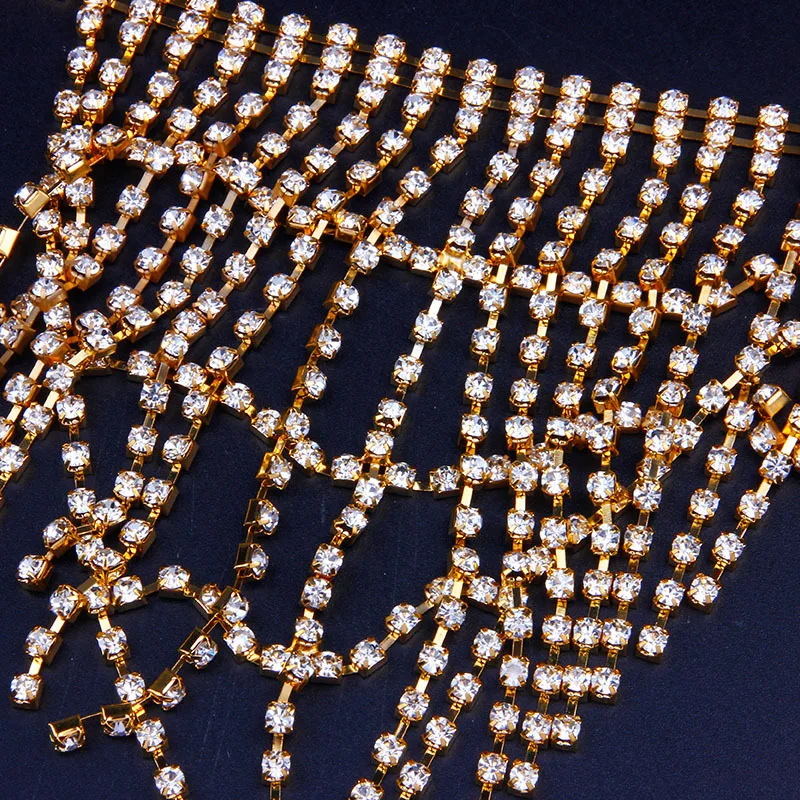 Long Tassel Crystal Rhinestone Thong T Back Underwear Body Jewelry Sexy Chain for Women lingerie