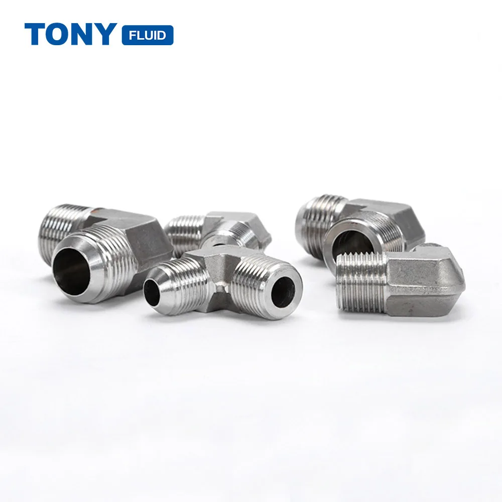 90 Degree Elbow Male JIC Flare to Male BSP NPT Stainless Steel High Pressure Pipe Fitting