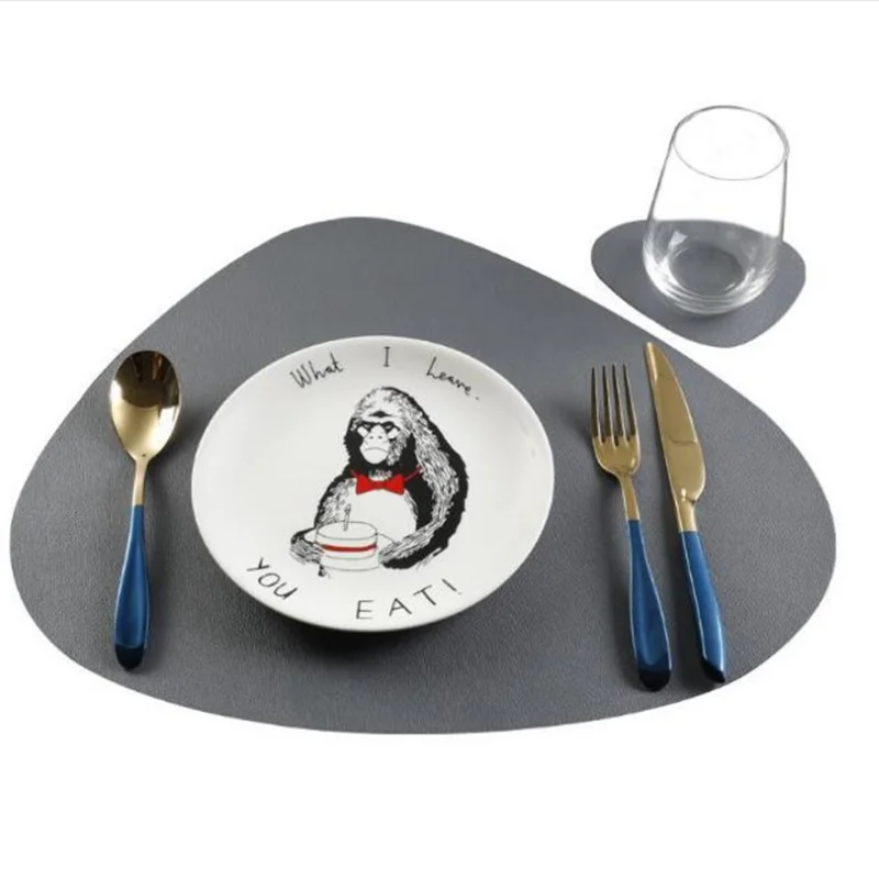 Hot Sale Table Heat Resistant PU Leather Dining Table Mat Heat Insulation Placemat Non-Slip Kitchen Table Mats