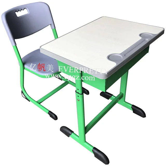 School chair and table/simple student furniture/study desk with cup hole